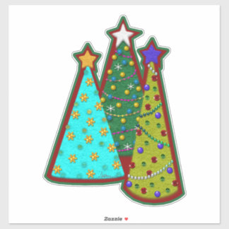 Adesivo Árvores de Natal Caprichosas Estilo Feltro Falso