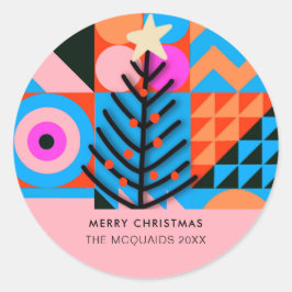 Adesivo Árvores de Natal Coloridas Geométricas Modernas