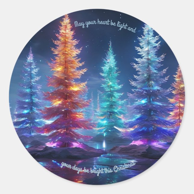 Adesivo Árvores de Natal com Cores Vibrantes Personalizáve (Frente)