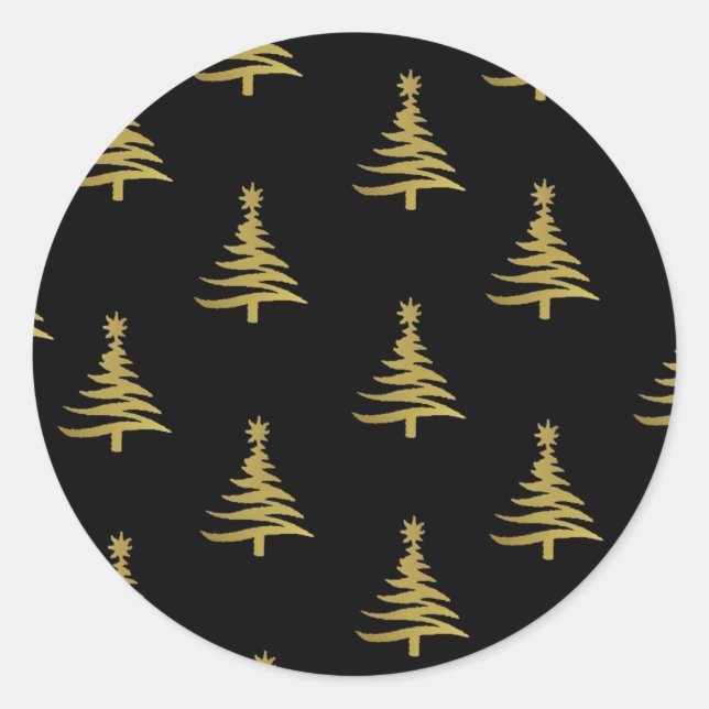 Adesivo Árvores de Natal Douradas em Preto (Frente)