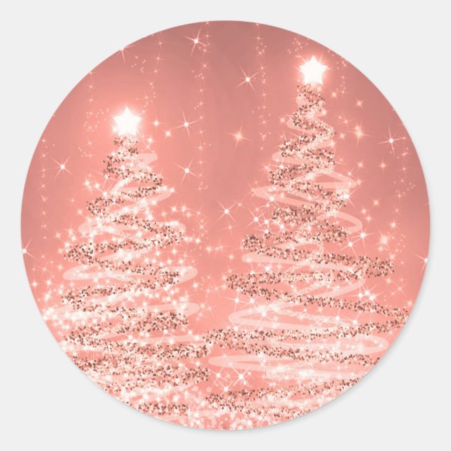 Adesivo Árvores de Natal Elegante, Rosa Dourado (Frente)