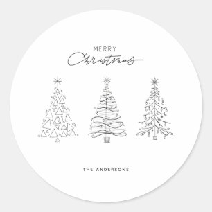 Adesivo Árvores de Natal Minimalistas Preto e Branco