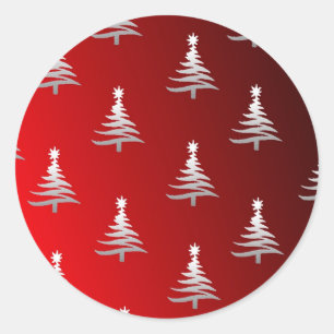 Adesivo Árvores de Natal Prata no Vermelho