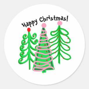 Adesivo Árvores de Natal Rosa Verde