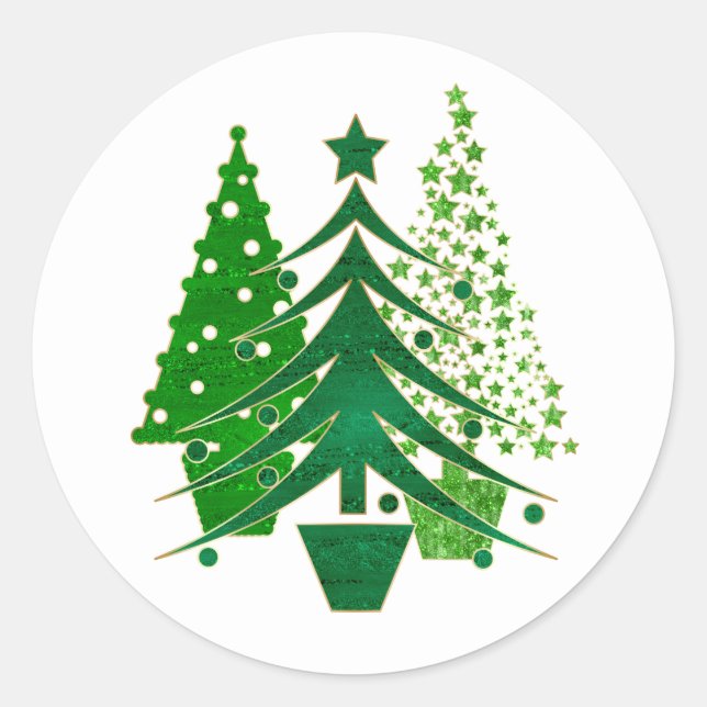Adesivo Árvores de Natal Simuladas em Verde com Folha de O (Frente)