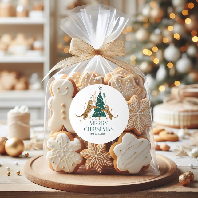 Adesivo Árvores de Natal, Tigres Bonitos, Feliz Retro de N (Criador carregado)