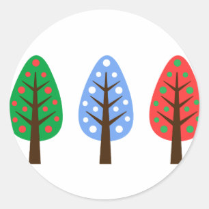 Adesivo Árvores de Natal únicas, vinheta verde-vermelha