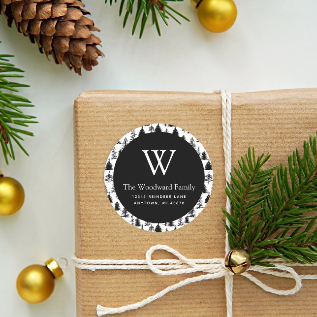 Adesivo Árvores de Natal Verde-Evergreen Preto e Branco En (Criador carregado)