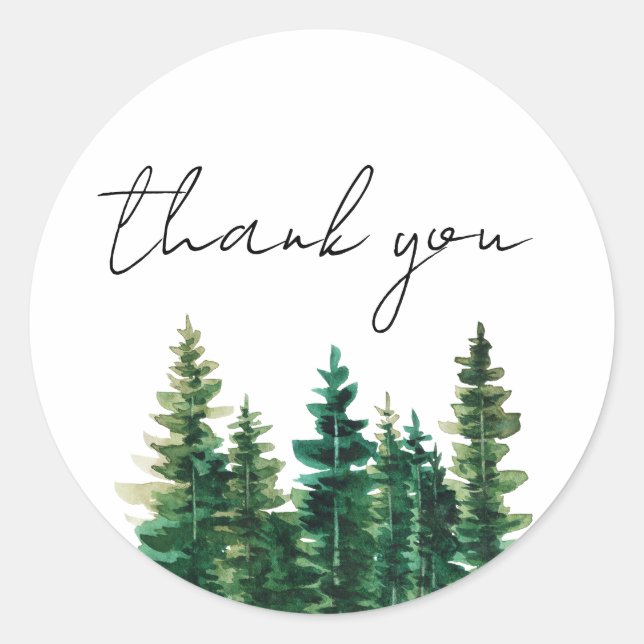 Adesivo Árvores De Pinheiros Russos Por Aquarela Obrigado (Frente)