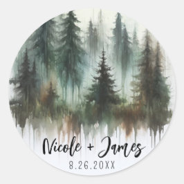 Adesivo Árvores em Aquarela Casamento Rústico Selvagem