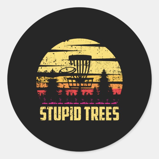 Adesivo Árvores Estúpidas Disco Golf Frisbee Golf Humor (Frente)