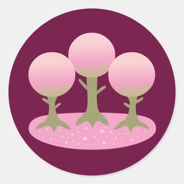 Adesivo Árvores redondas de flores de cerejeira (Frente)