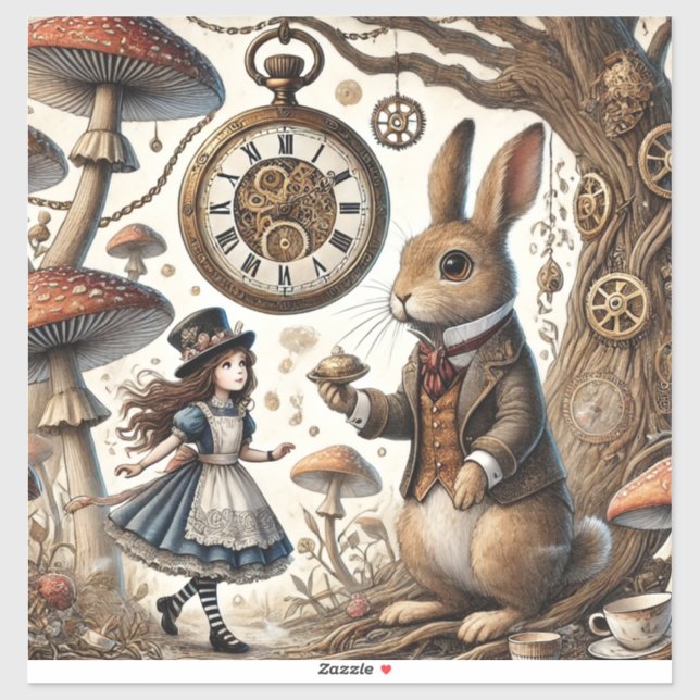 Adesivo As aventuras de Alice no País das Maravilhas Coelh (Folha)