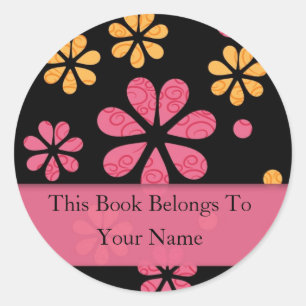 Adesivo As flores retros personalizaram Bookplates: Rosa