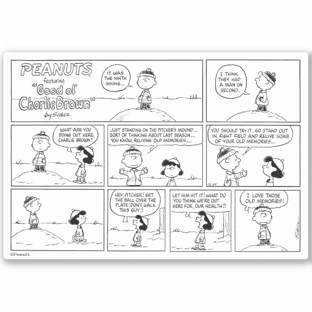 Adesivo As memórias de Charlie Brown no monte do Pitcher (Frente)