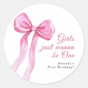 Adesivo As meninas só querem ser uma Festa de 1º aniversár