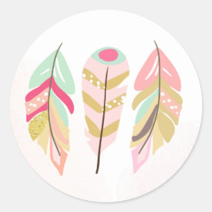 Adesivo as penas tribais favorecem o rosa Boho do selo do