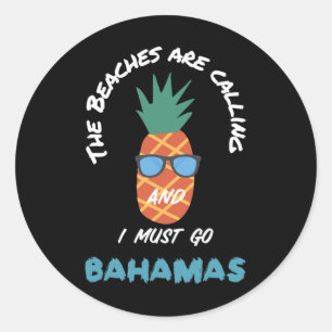 Adesivo As praias chamam Bahamas Souvenir Pineapple Sun