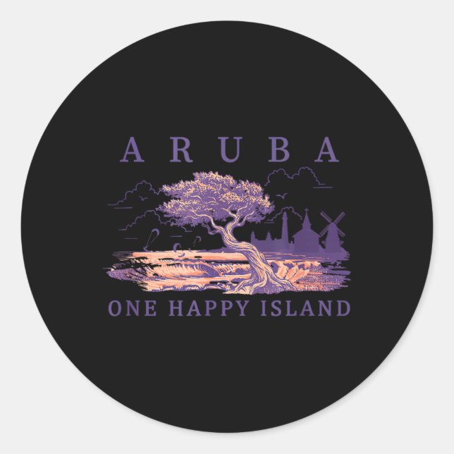 Adesivo Asa Delta Aruba Divi Tree Windmill Viagem Retro (Frente)