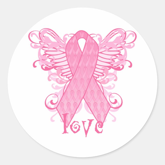 Adesivo Asas de Amor com Fita Rosa (Frente)