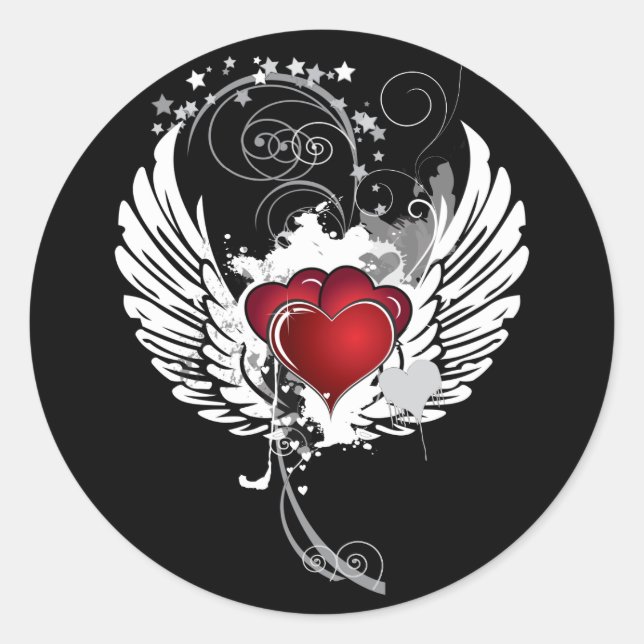 Adesivo Asas Grunge Hearts (Frente)