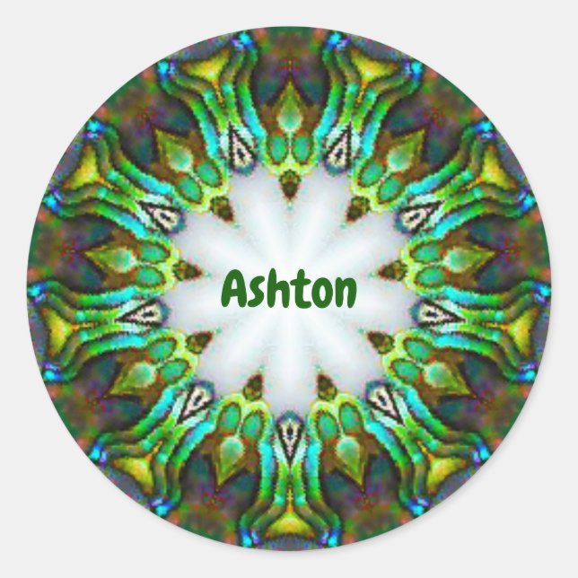Adesivo ASHTON ~ Personalizado Paua Shell Fractal ~ Clássi (Frente)