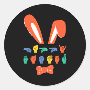 Adesivo Asl feliz páscoa doces linguagem de sinais ovos mu