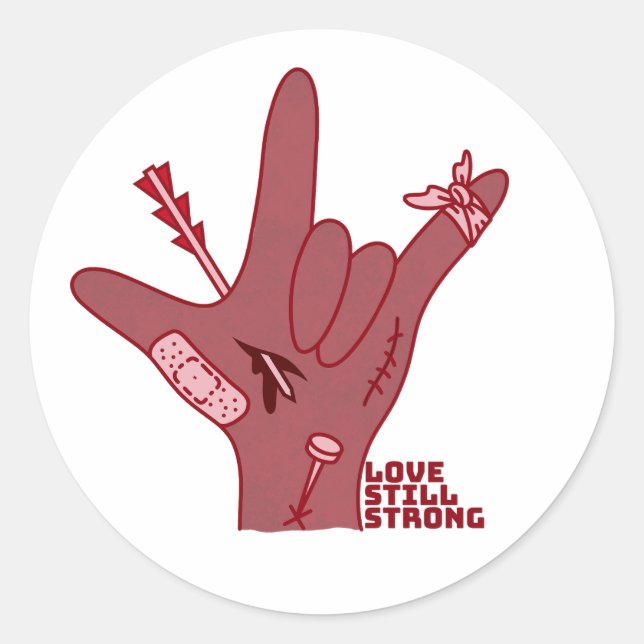Adesivo ASL ILY Design - Love Wounded But Still Strong (Frente)