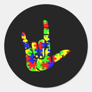 Adesivo ASL Love Hand Sign Language Quebra-cabeça Autism A