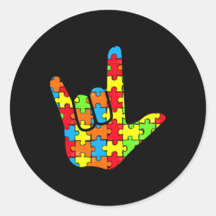 Adesivo Asl Love Sign Language Autismo Dar Consciência