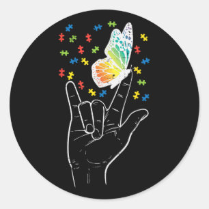 Adesivo Asl Love Sinal Butterfly Quebra-cabeça Autism Awar