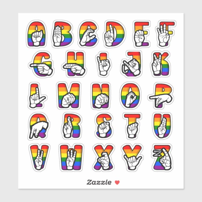 Adesivo ASL Pride Alphabet (Folha)