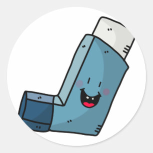 Adesivo Asma Inhaler - desenho animado feliz