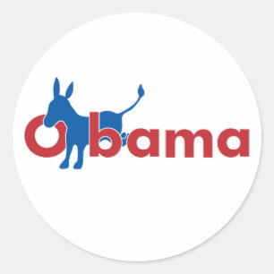 Adesivo Asno azul de Obama - esboço branco
