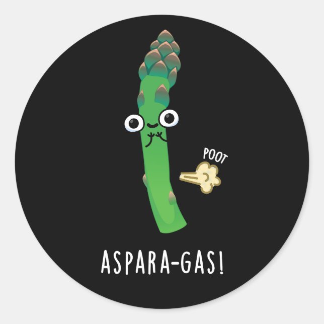 Adesivo Aspara-gas Funny Asparagus Veggie Pun Dark BG (Frente)