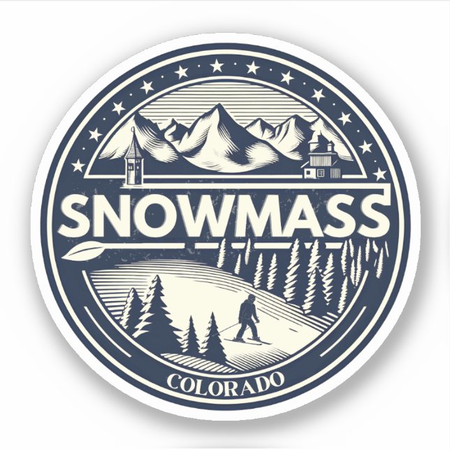 Adesivo Aspen Snowmass | Colorado Ski, presentes de neve (Frente)