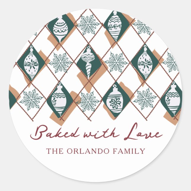 Adesivo Assado com amor Feriado Verde Vermelho Férias de N (Frente)