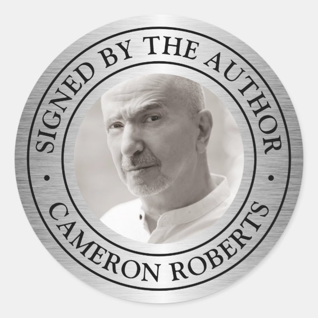 Adesivo Assinado pelo autor, gradiente personalizado de pr (Frente)