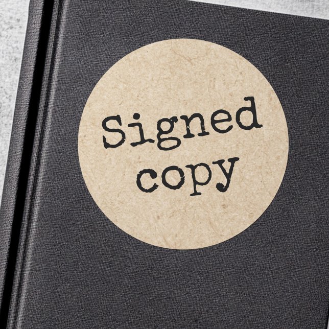 Adesivo Assinatura da máquina de escrever Kraft Autor Book (Signed copy typewriter Kraft author book signing Classic Round Sticker)