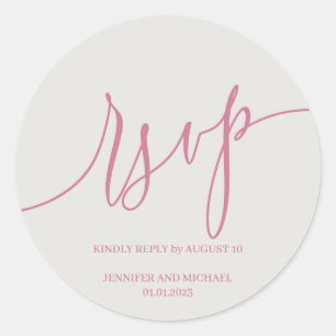 Adesivo Assinatura de Letra Elegante rosa RSVP