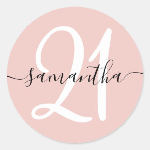 Adesivo Assinatura de Menina Personalizada Número 21 Blush