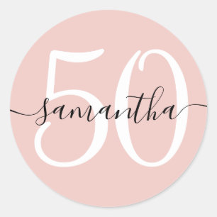 Adesivo Assinatura de Menina Personalizada Número 50 Blush