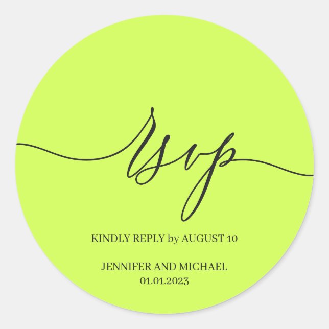 Adesivo Assinatura de Script Casamento Elegante RSVP Cyber (Frente)