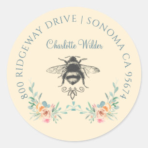 Adesivo Assinatura de Script Personalizada de Bee Floral