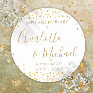 Adesivo Assinatura do 50º Aniversário Corações de Amor Dou