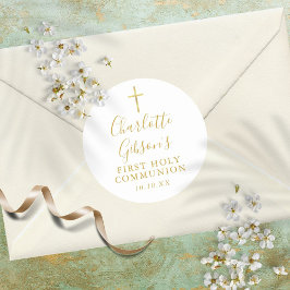 Adesivo Assinatura do ouro Dourada Cruz Primeira Comunhão 