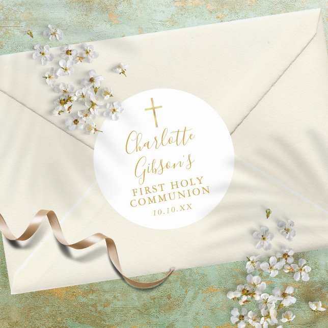 Adesivo Assinatura do ouro Dourada Cruz Primeira Comunhão  (Criador carregado)