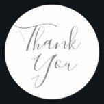 Adesivo Assinatura Elegante Casamento Obrigado Por<br><div class="desc">Projetado para coordenar com a nossa coleção de casamento Signature,  com um belo obrigado branco de script que você envia em letras brancas chic. Perfeito para selos de envelopes e adesivos. Projetado por Thisnotme©</div>