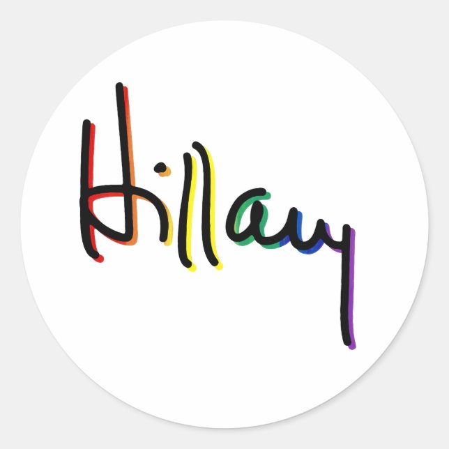 Adesivo Assinatura Hillary Clinton Pride Rainbow - Pol LGB (Frente)