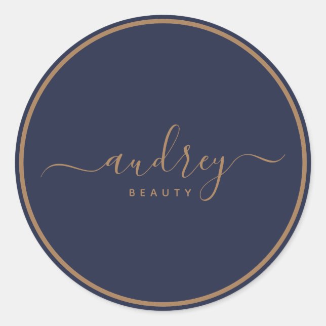 Adesivo assinatura ouro azul marinho moderna (Frente)